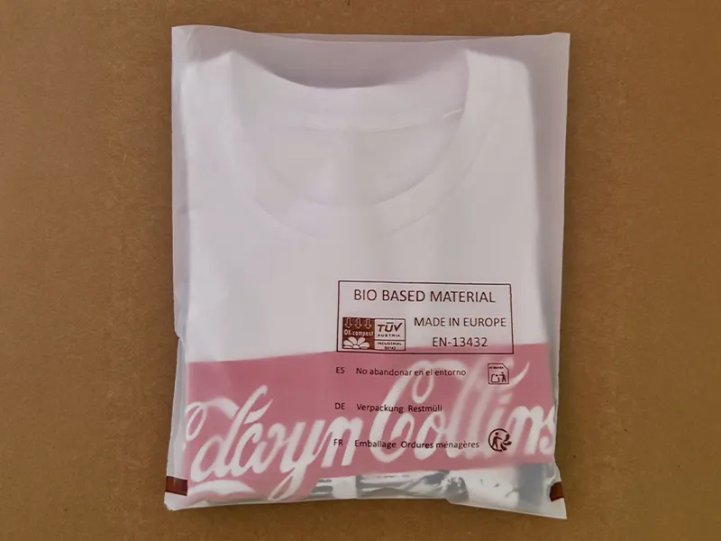 Polybag translucida compostable embolsado de ropa